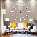 Creative diy acrylic 3d wall mirror silver color ginat wall clock for office decoration